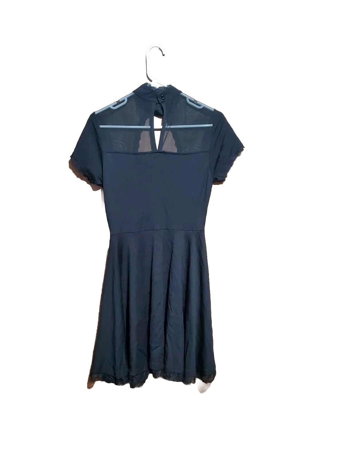 Killstar Black Sheer Short Sleeve Mini Goth Grunge Wednesday Punk Retro Sz M