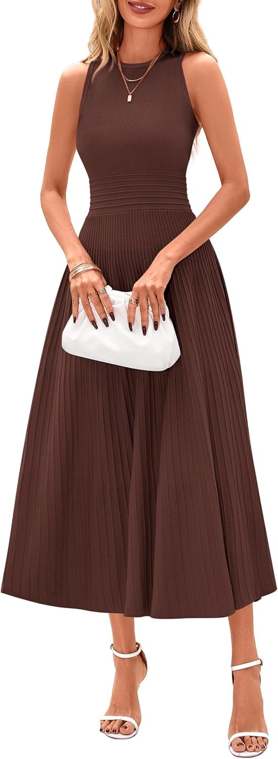 Spring Casual Dresses for Women 2026 Summer Business Work Midi Sleeveless A Line