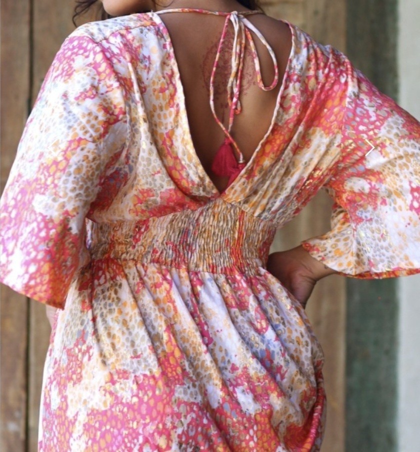 Laraethnics Séraphine Savane Orange with gold Long dress size TU