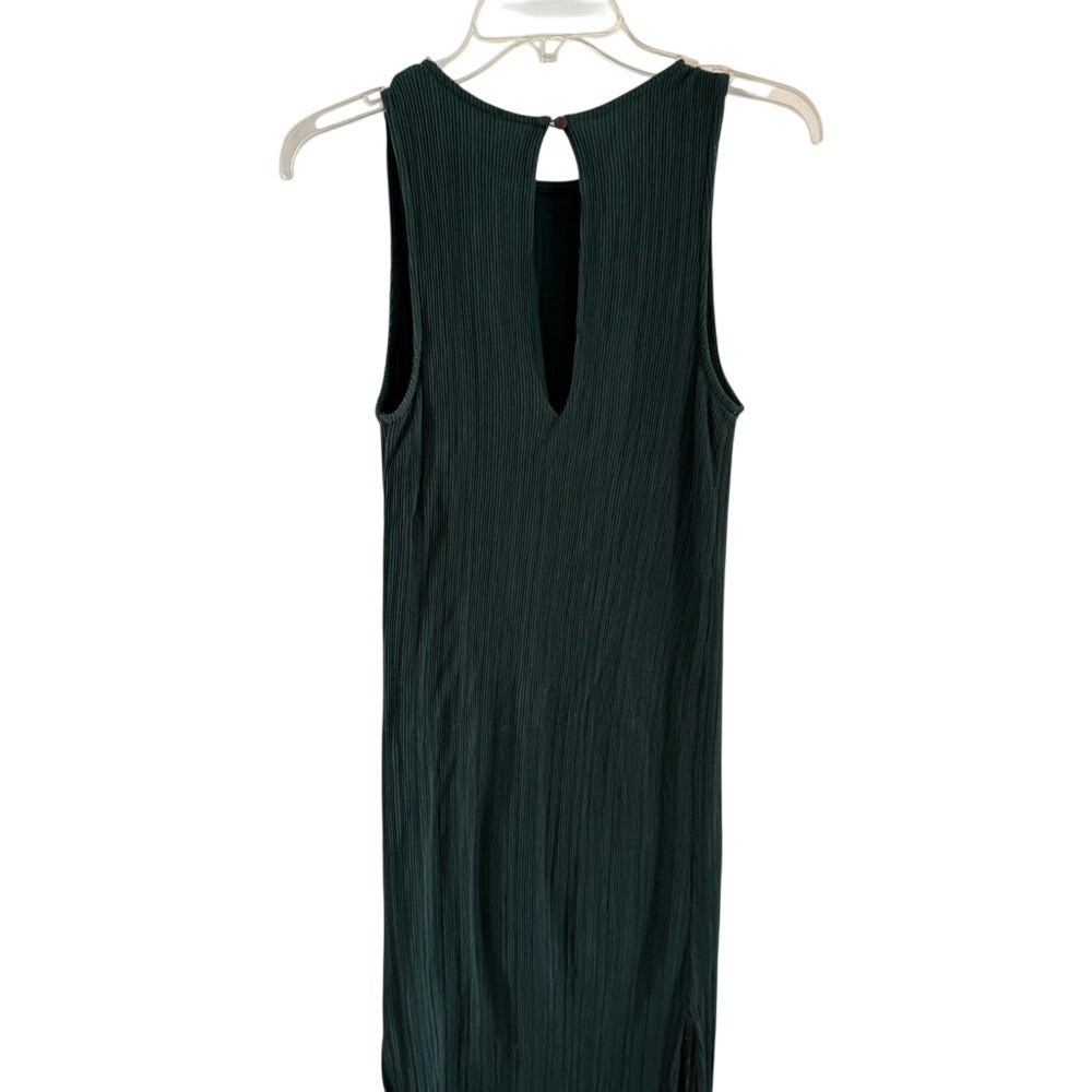 Silence + Noise Forest Green Pleated Keyhole Back Sleeveless Shift Dress Small