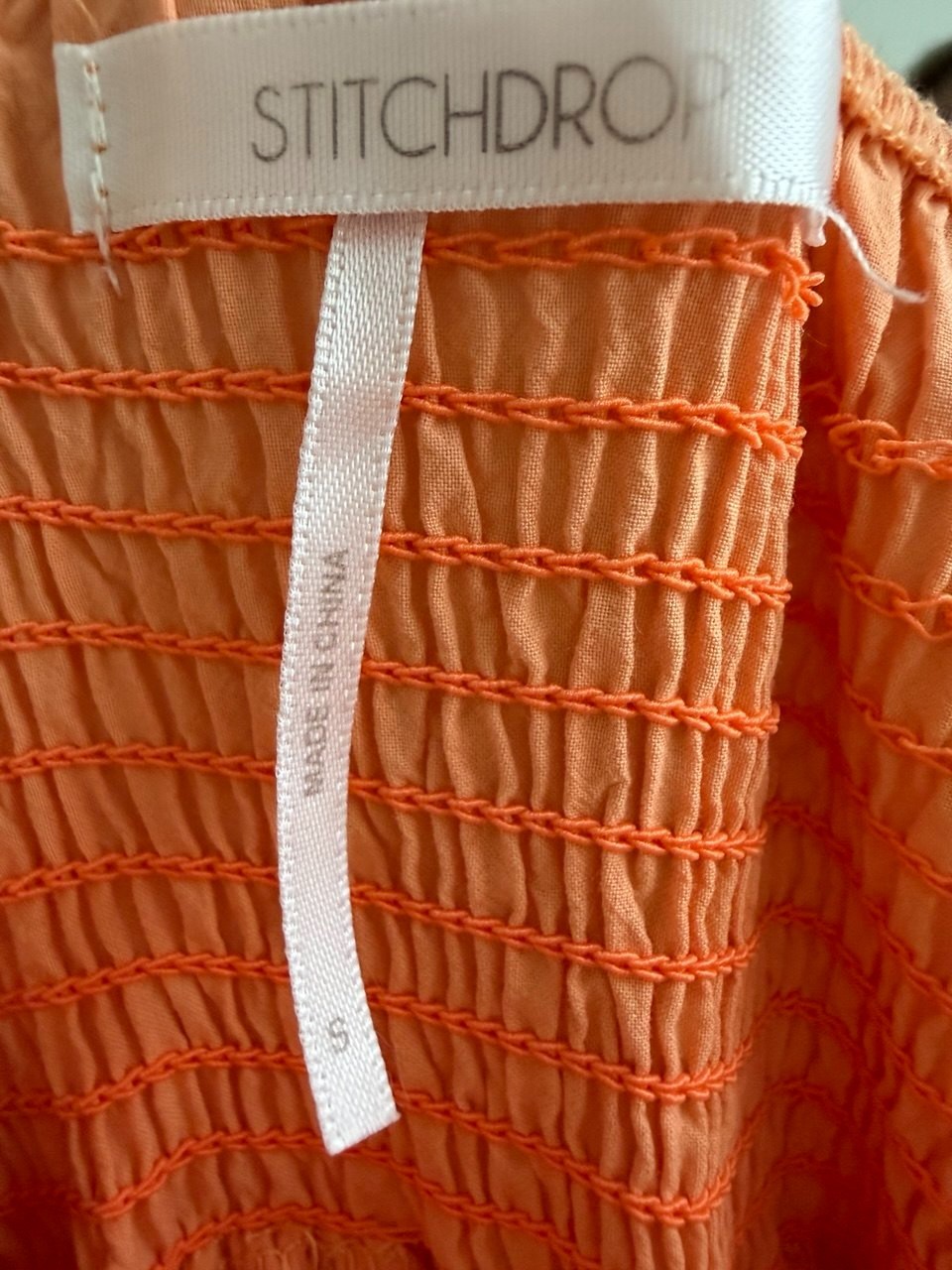 Stitchdrop Coral Orange Lace Up Smocked Maxi Dress Women’s S Cottagecore