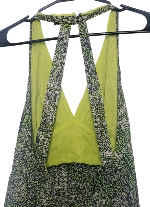 Burning Torch Green Graphic print Halter maxi dress Size-P