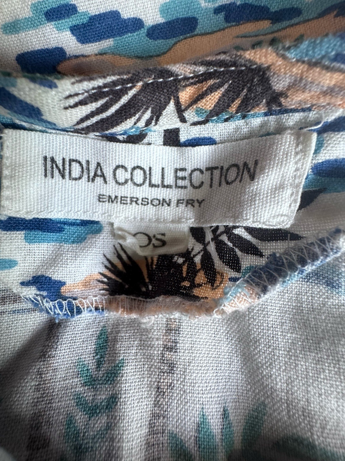 Emerson Fry India Collection Baja Beach Caftan One Size Pockets Cover Up Dress