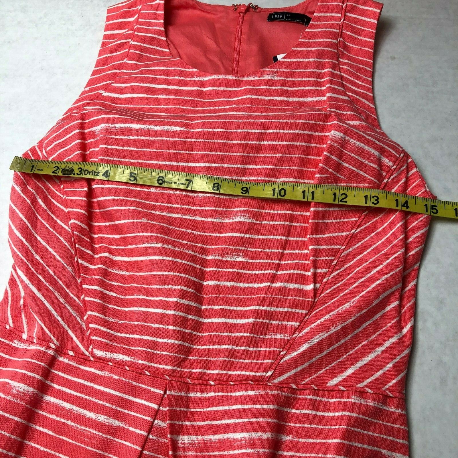 NEW Gap Womens fit & flare inverted pleat stripe dress siz 2 Sleeveless Linen EK