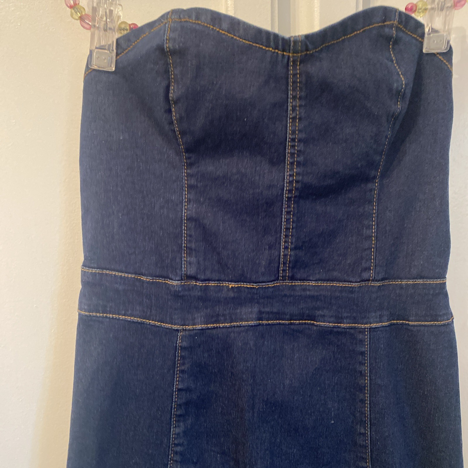 Denim Strapless Maxi Dress Western Nashville Texas L 8-10 SHEIN Fit&Flair
