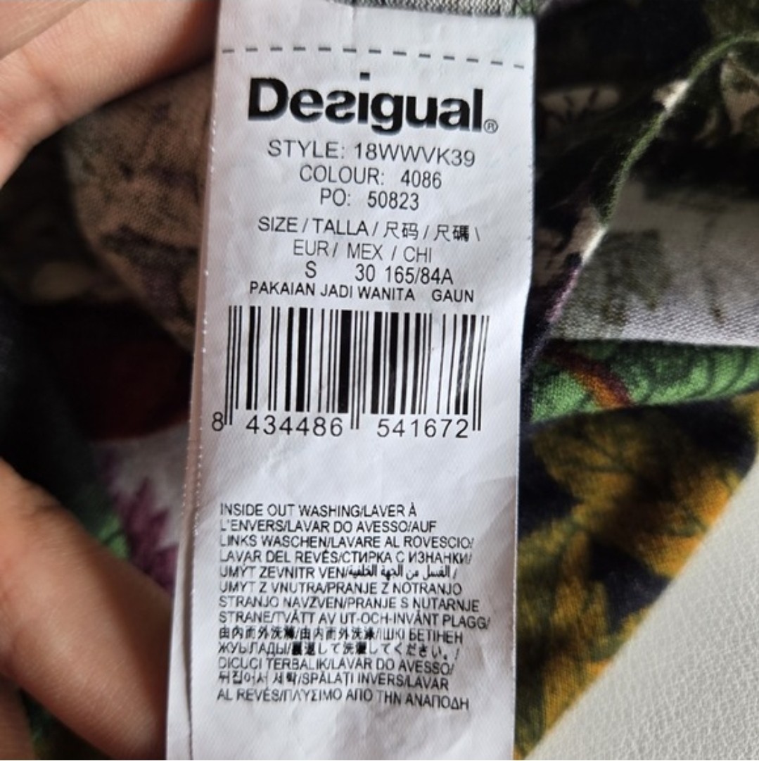 Desigual Morgana Floral Patchwork Dress Sze S Sheer Mesh Bell Sleeve Cottagecore