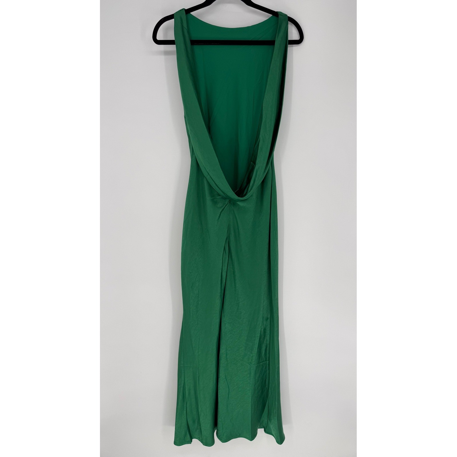 RUNAWAY THE LABEL RAELYN MAXI DRESS EMERALD GREEN SATIN OPEN BACK MEDIUM NWT