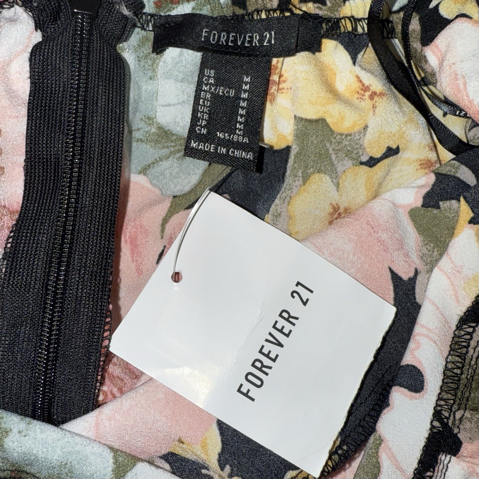 Forever 21 Dress Womens Medium Floral Casual Sleeveless Open Tie Back Midi