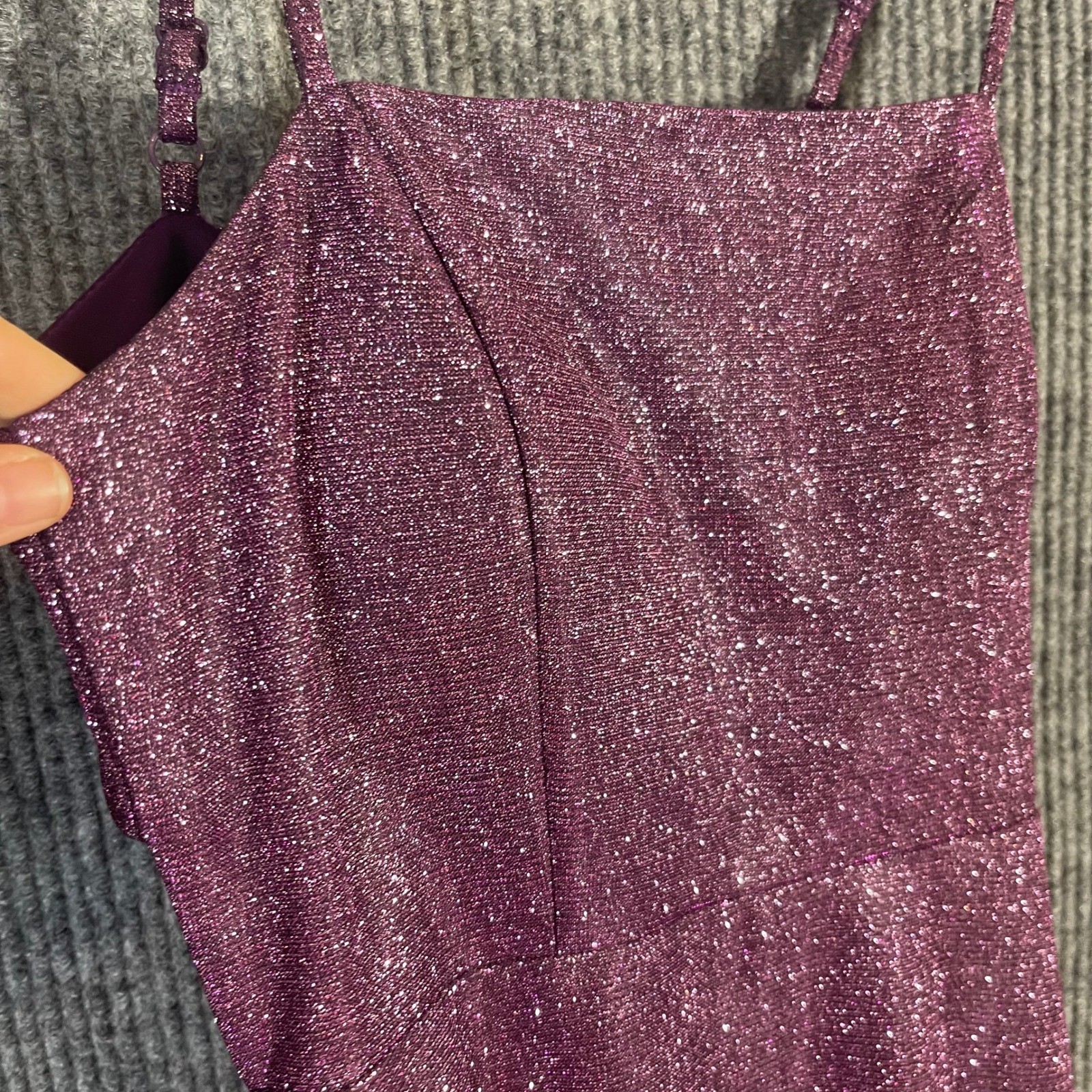 Dear Moon Glitter Ruffle Backless Bow Tie Mini Dress Junior 1 Purple Y2K Fairy