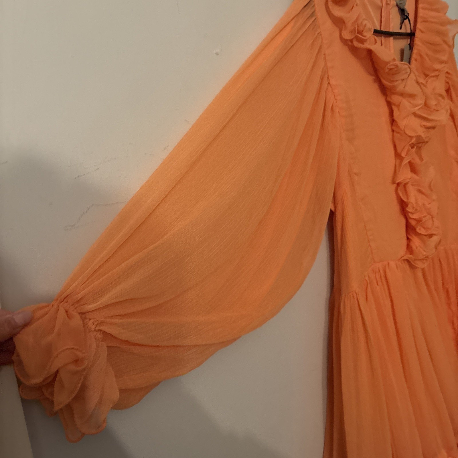 River Island Coral Ruffle Floaty Summer Fairycore Dress. Size 14. New with Tags