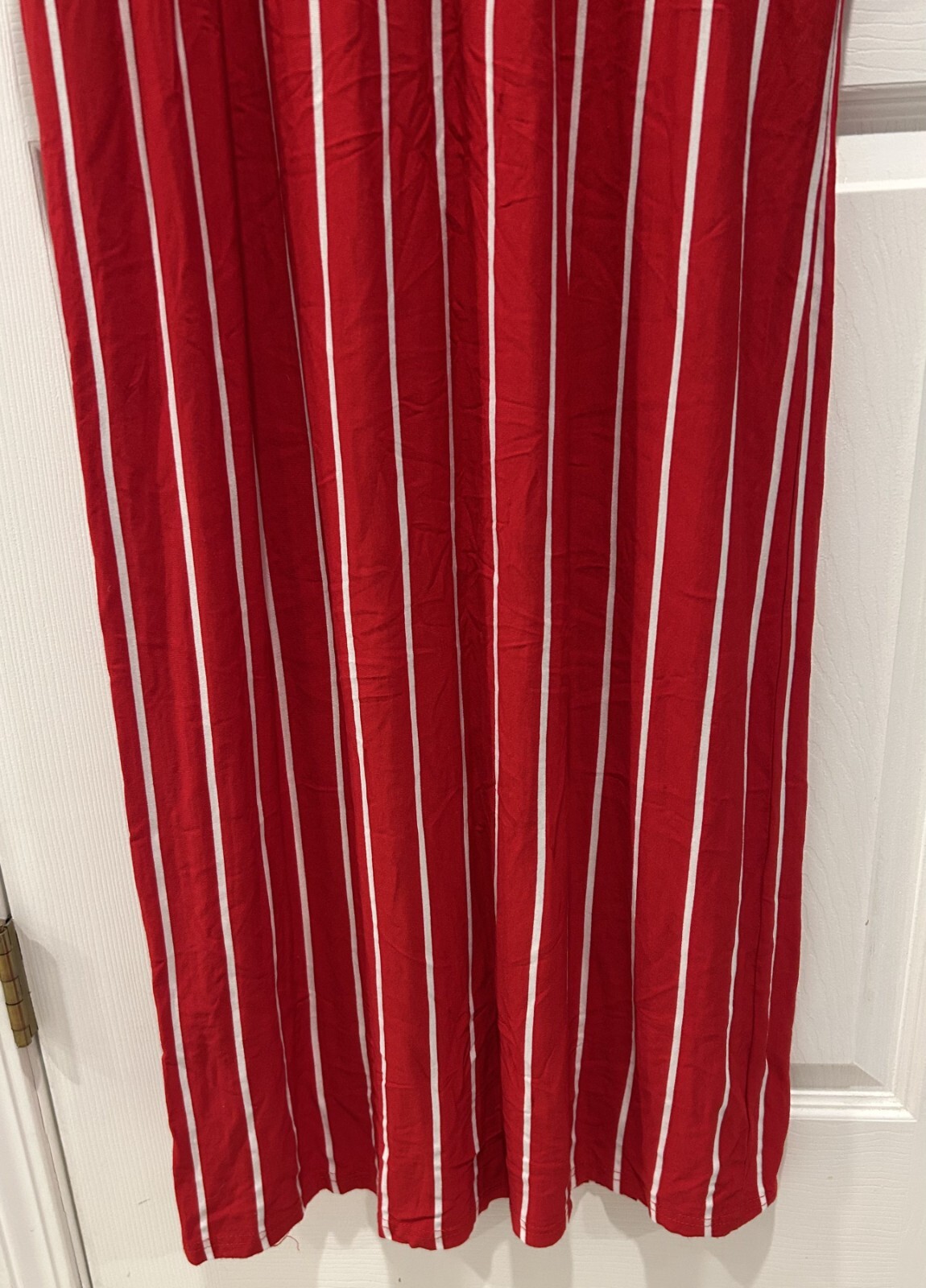 HOUNT Size L Pullover Sleeveless Long Maxi Dress Red/White Stripes w/ pockets