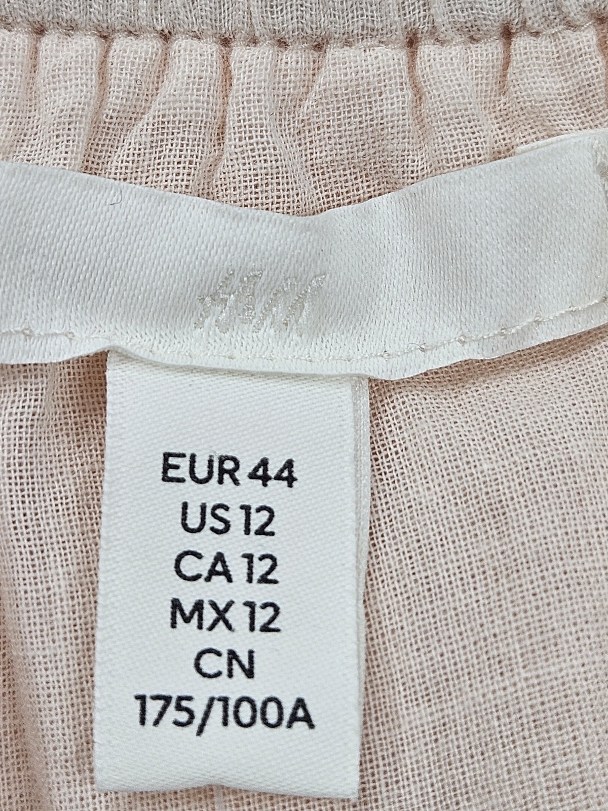 H & M Womens 12 Sleeveless Ruffle Midi Dress Gathered Waist Cream Peach