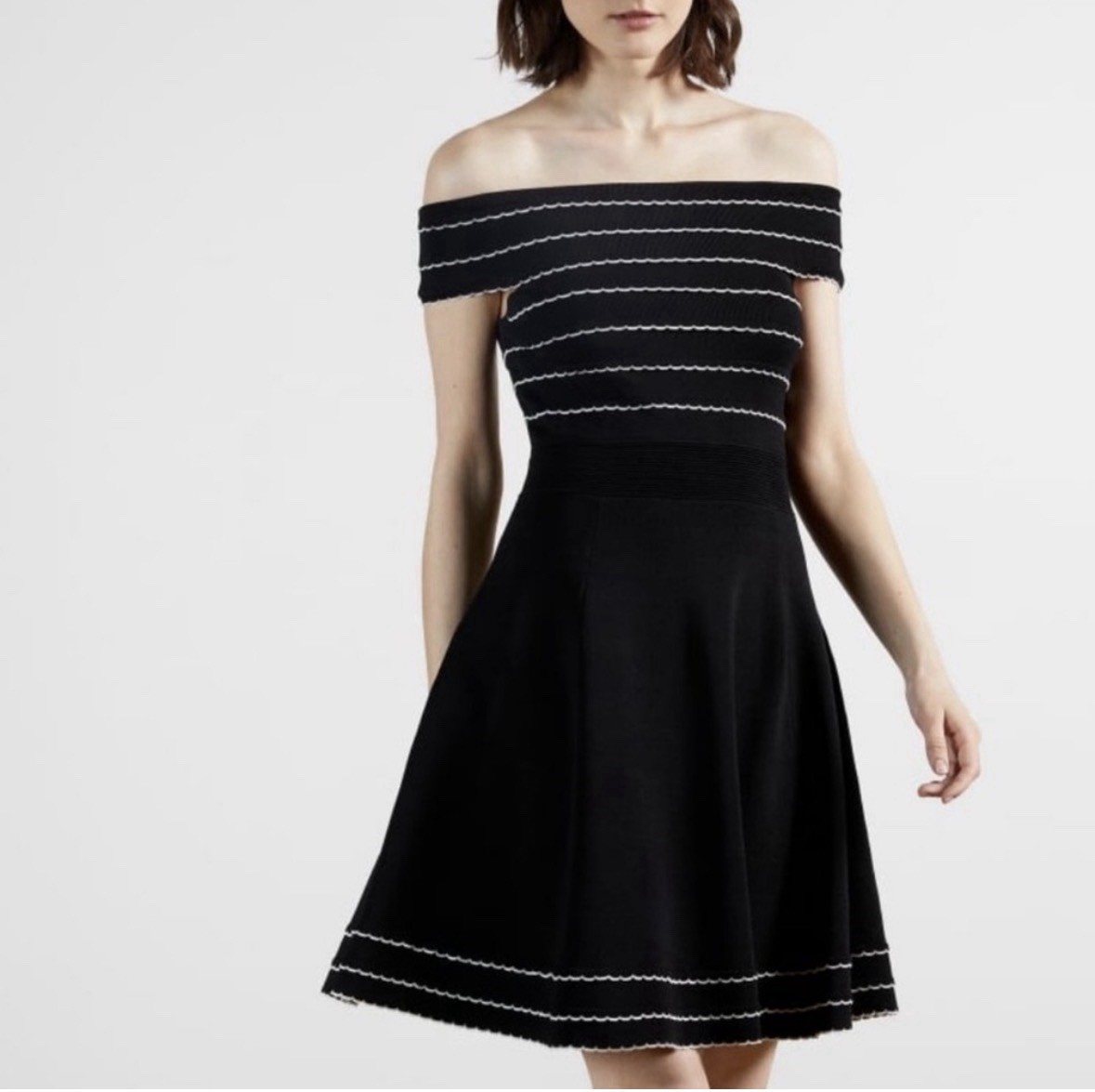Ted Baker A-Line Small Black White Skater Mini Dress Maisie