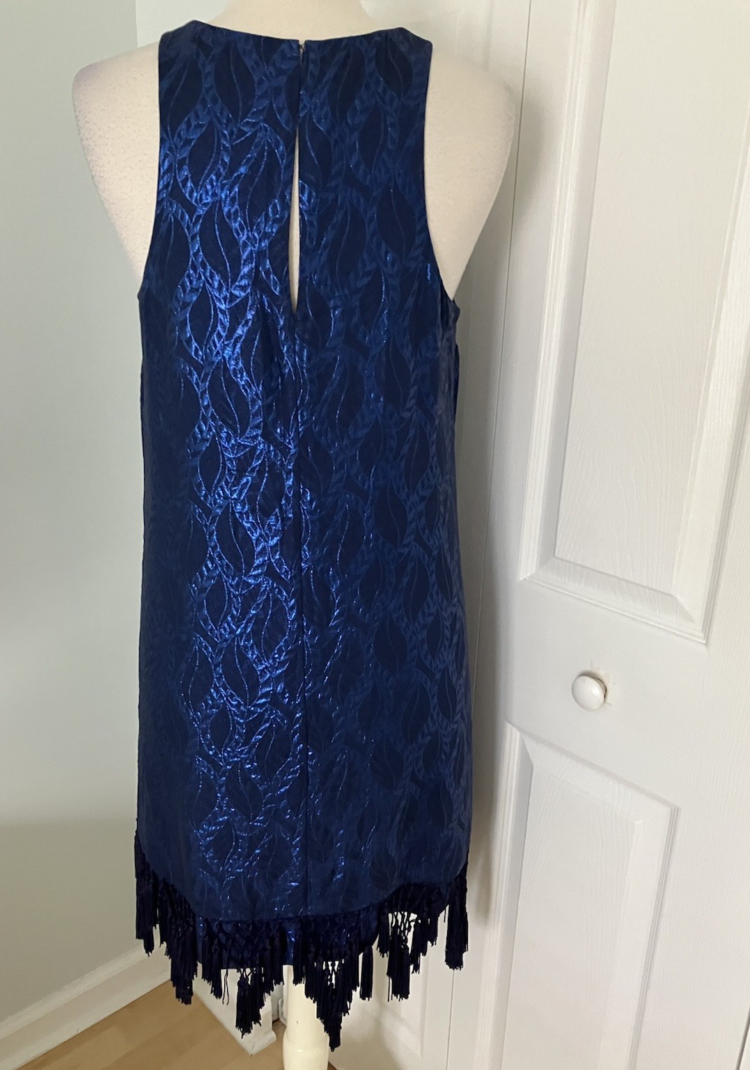 Lilly Pulitzer Marquette Navy Shift – Fringe Dress Medium