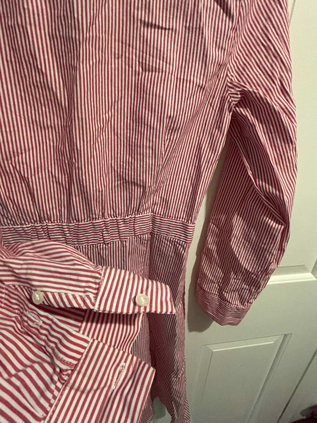 J.Crew red and white stripped button up maxi dress (size US 4)