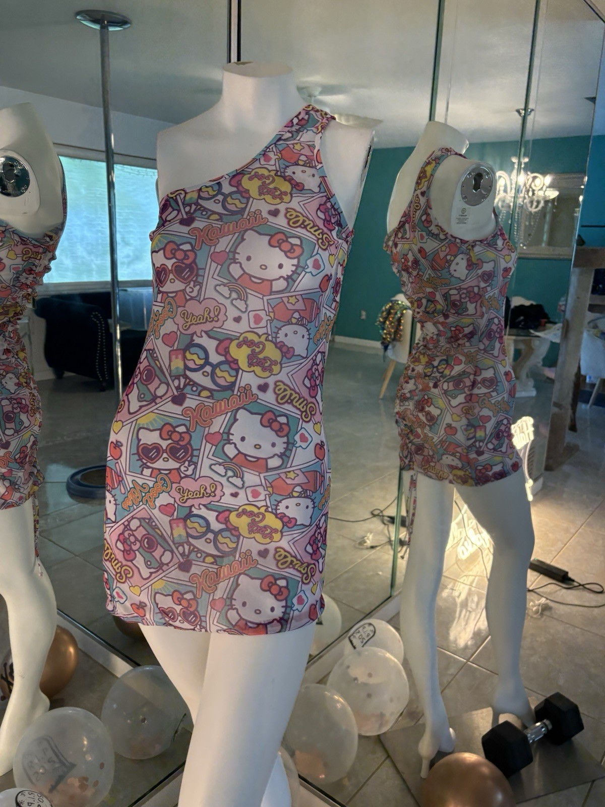 Sheer Hello Kitty X Shien One Shoulder Dress Size SM Super Cute!