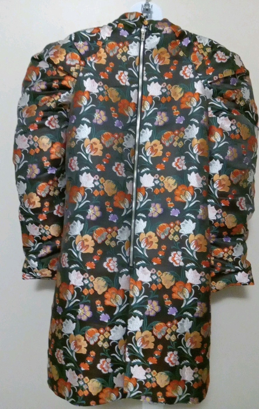 Lost Ink Women Black Multicolor Floral Ruch Mutton Sleeve Dress Size Small