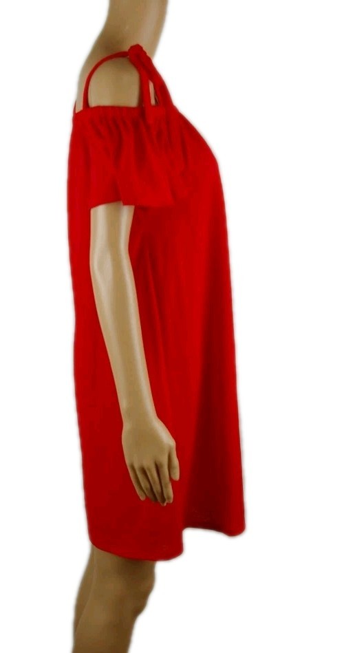 NWOT Green Envelope Solid Red Off the Shoulder Shift Dress Women’s Size Medium
