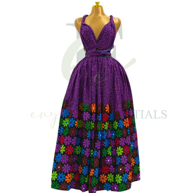 Purple Ankara Infinity Gown | One Size (L–XXL)