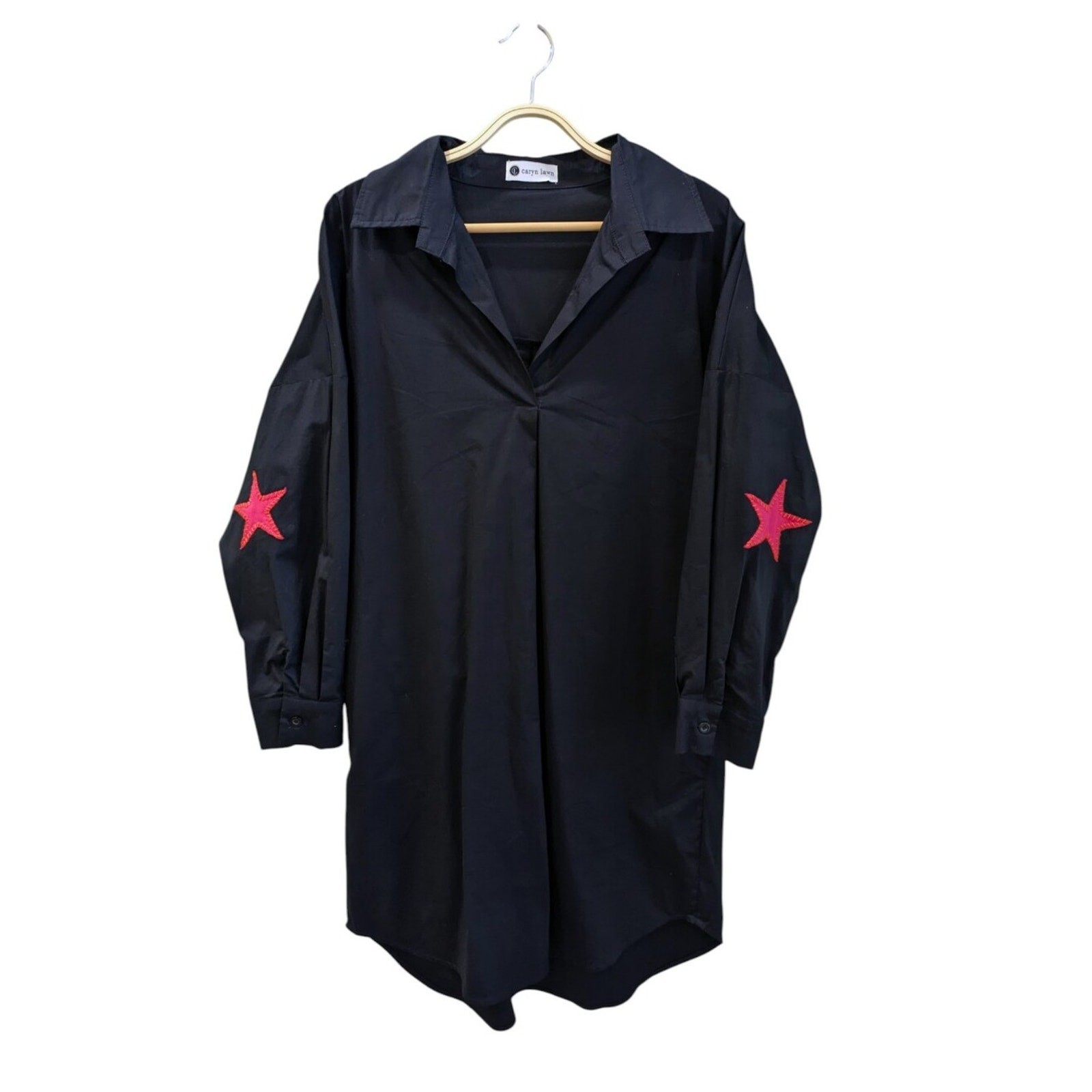 Caryn Lawn Preppy Star Tunic Dress One Size Blue Poplin Cotton Coastal Resort