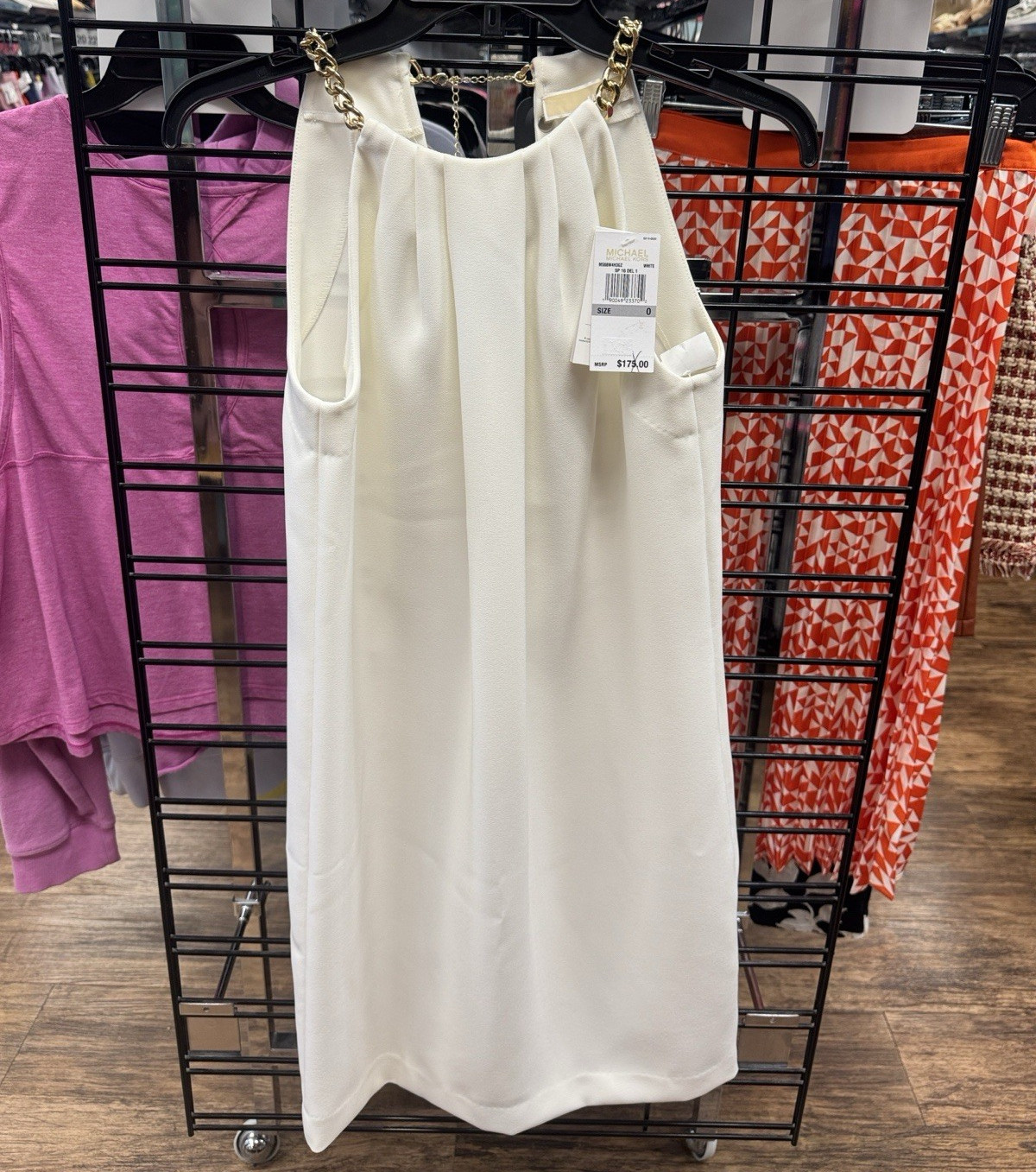 Michael Michael Kors White Solid Sleeveless Chain Accent Women’s Dress Size 0