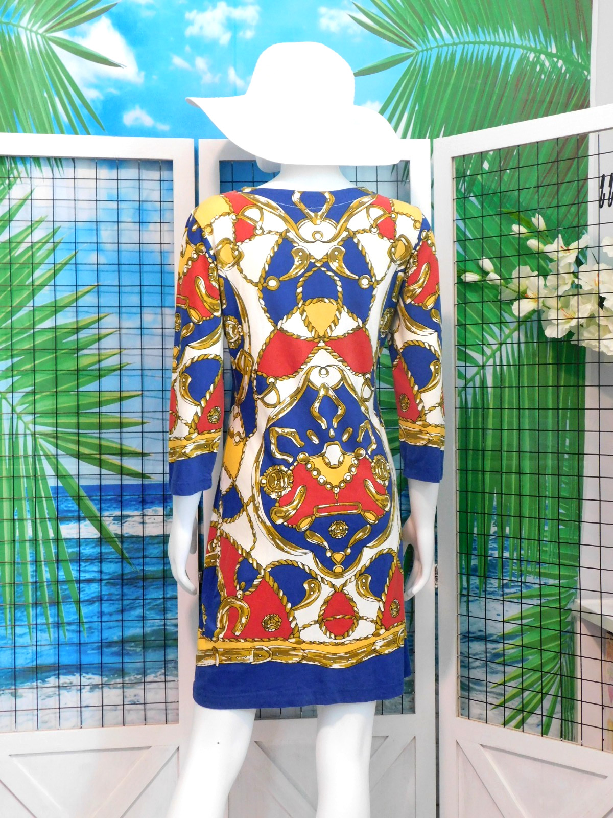 Barbara Gerwit Nautical Theme 3/4 sleeve cotton & Lycra Red White Blue Gold Med