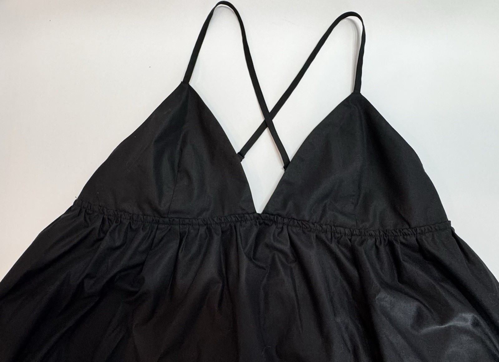 FOREVER 21 Women’s Black Solid V-Neck Adjustable Spaghetti Strap Midi Sundress L