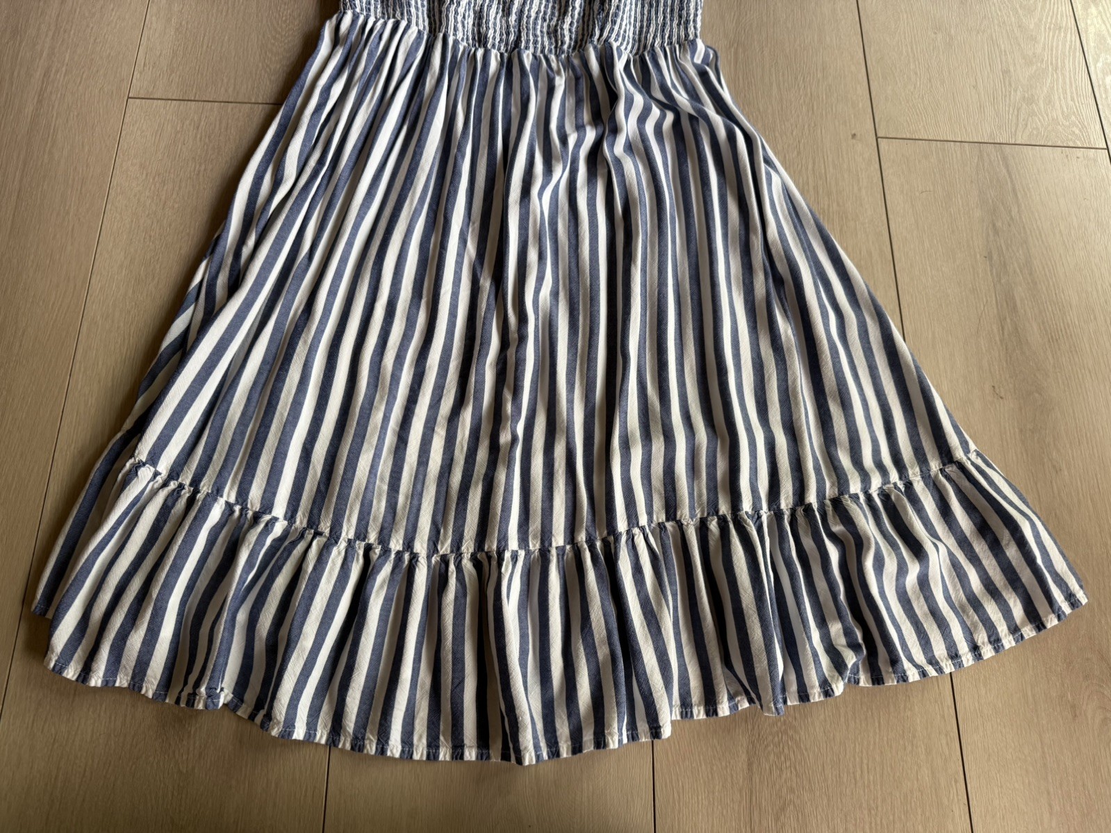 Torrid Blue White Striped Summer Adjustable Straps Smocked Dress Plus Size 1
