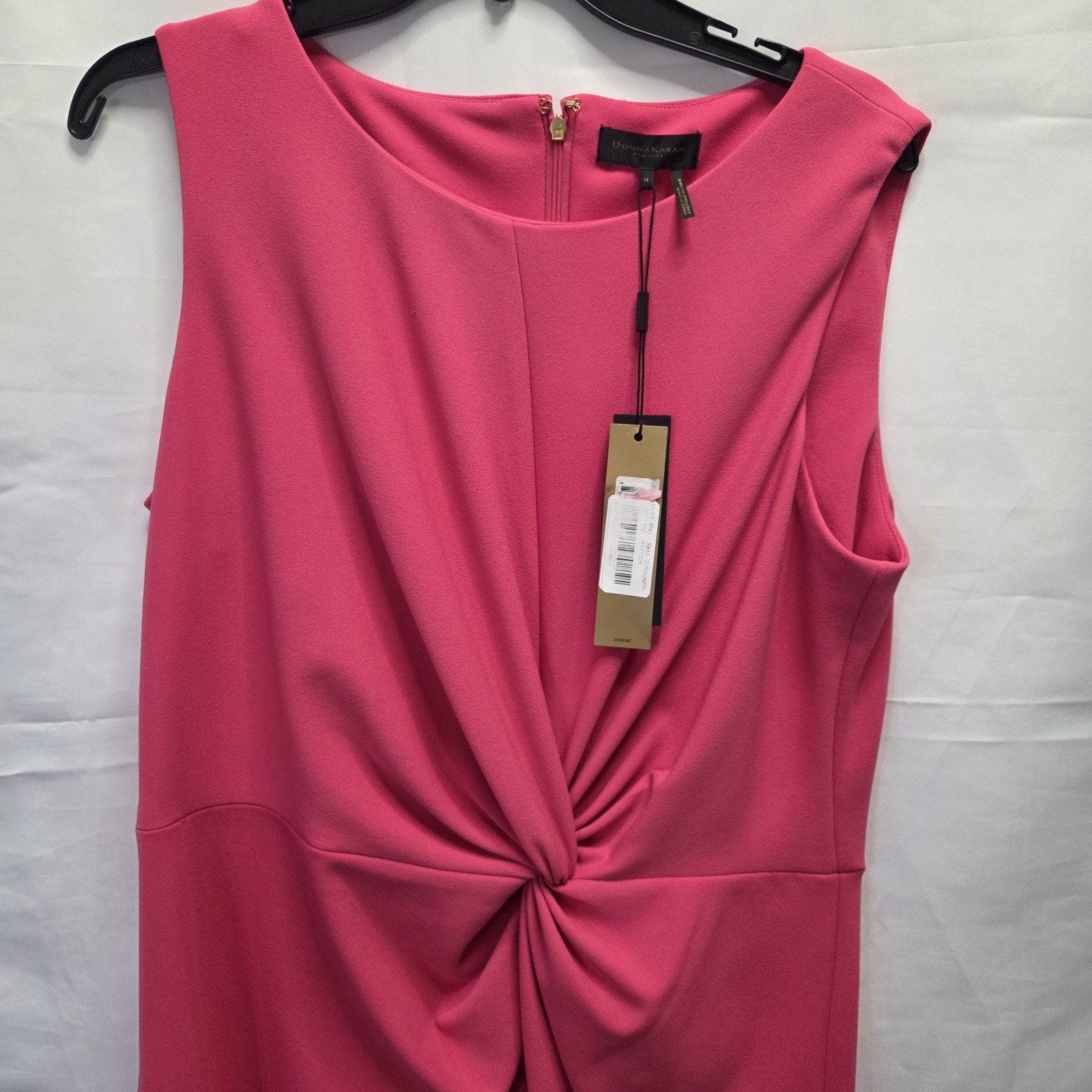 Donna Karan New York Designer Sheath Dress Sz 14 Hot Pink Twist Front NWT