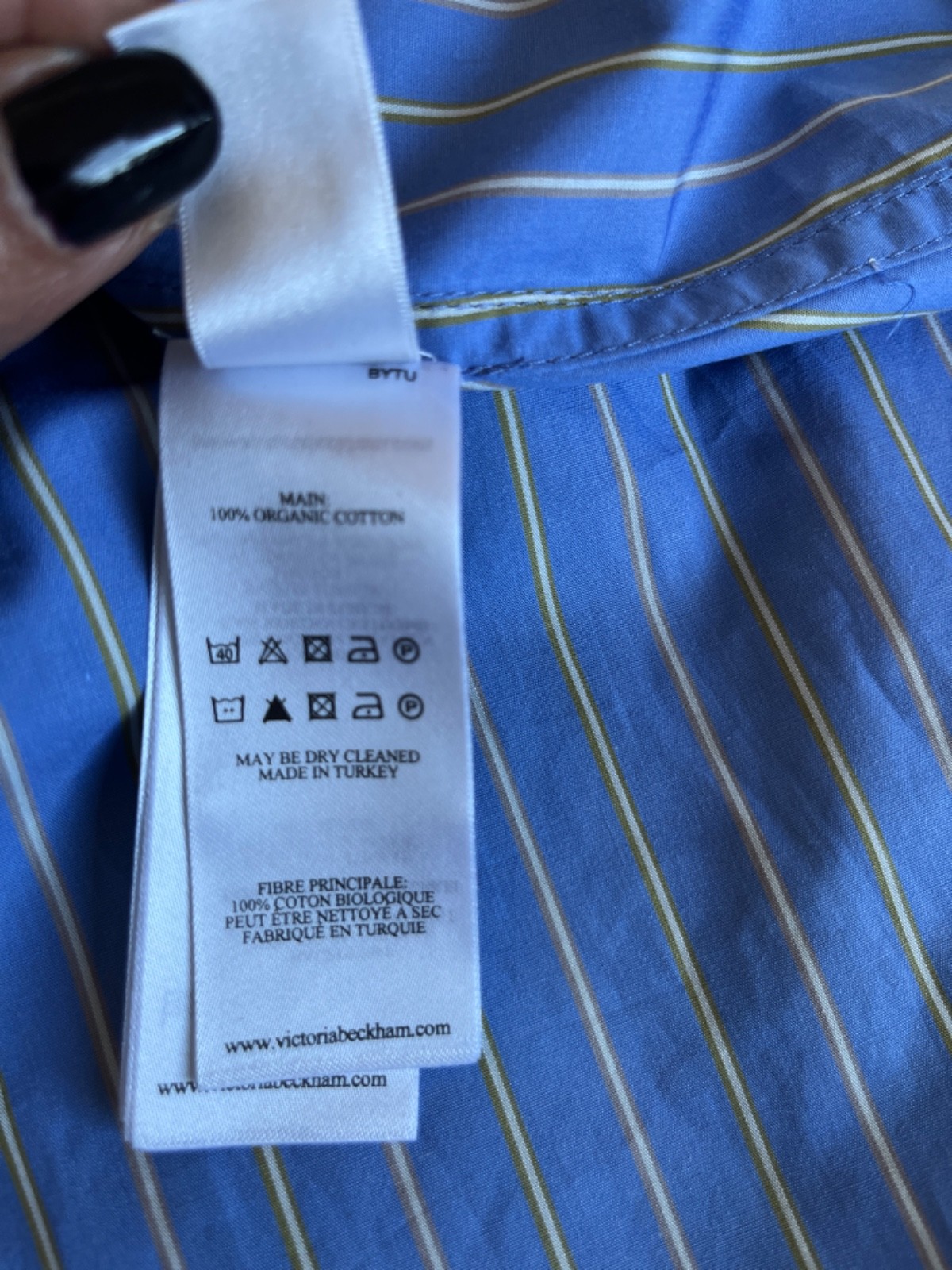 Victoria Beckham Striped Cotton-poplin Midi Dress Sz UK 10/US 6 Blue Euro Summer