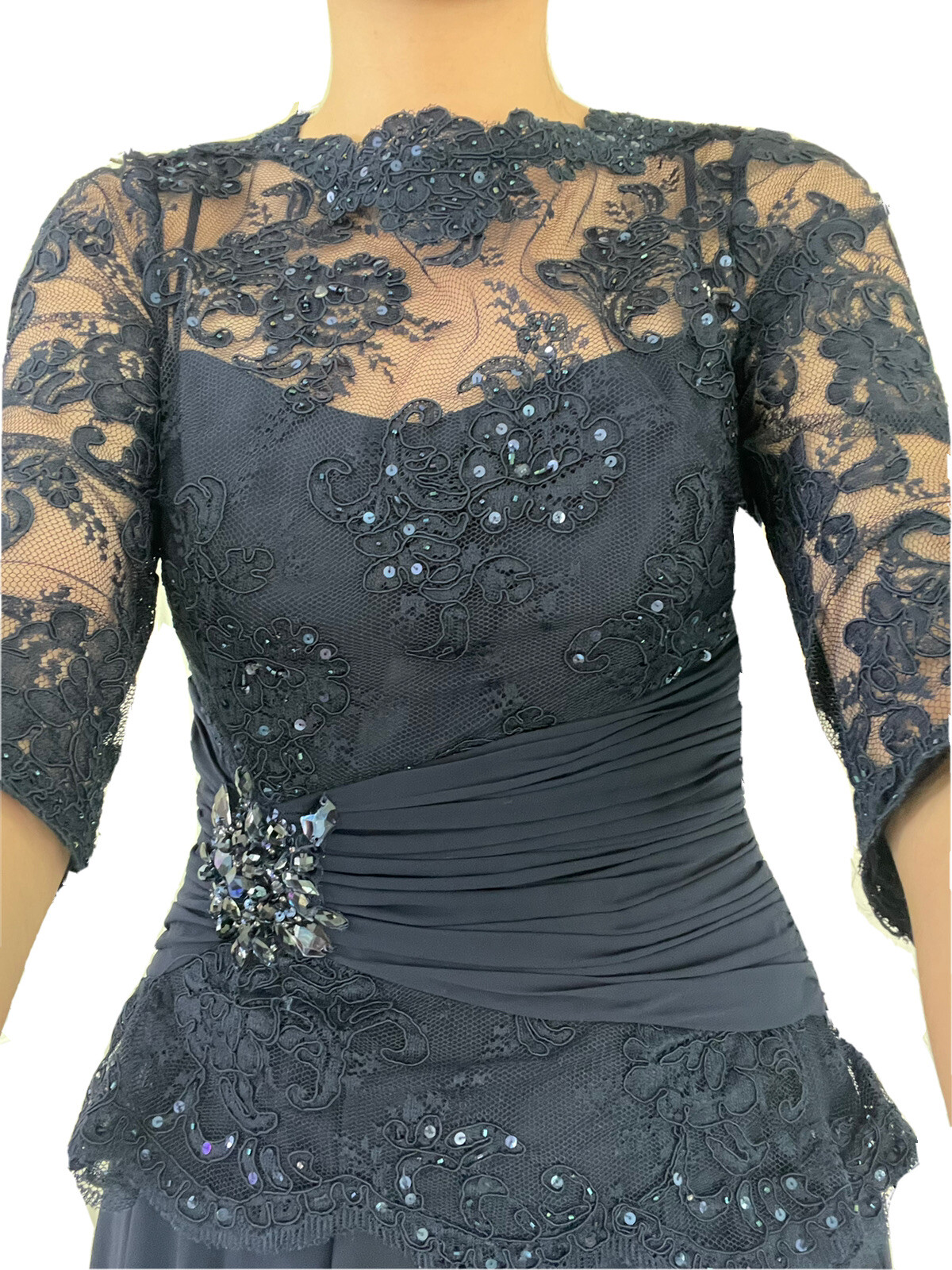 Rickie Freeman Teri Jon Dark Blue Navy Prom Dress high-low Size 2