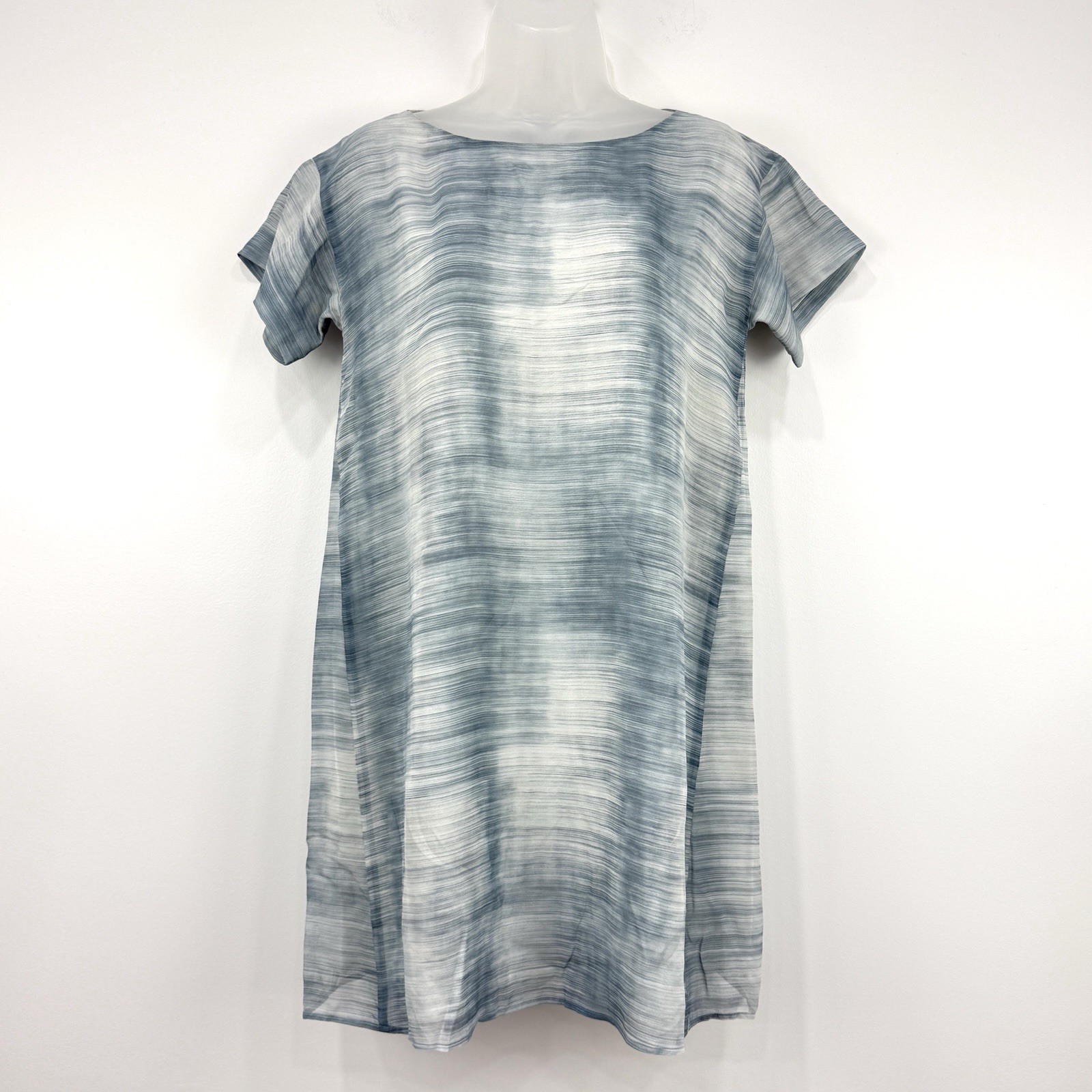 Eileen Fisher Dress Women PP Daze Sheer NWT 100% Silk Bateau Neck Beachy Coastal