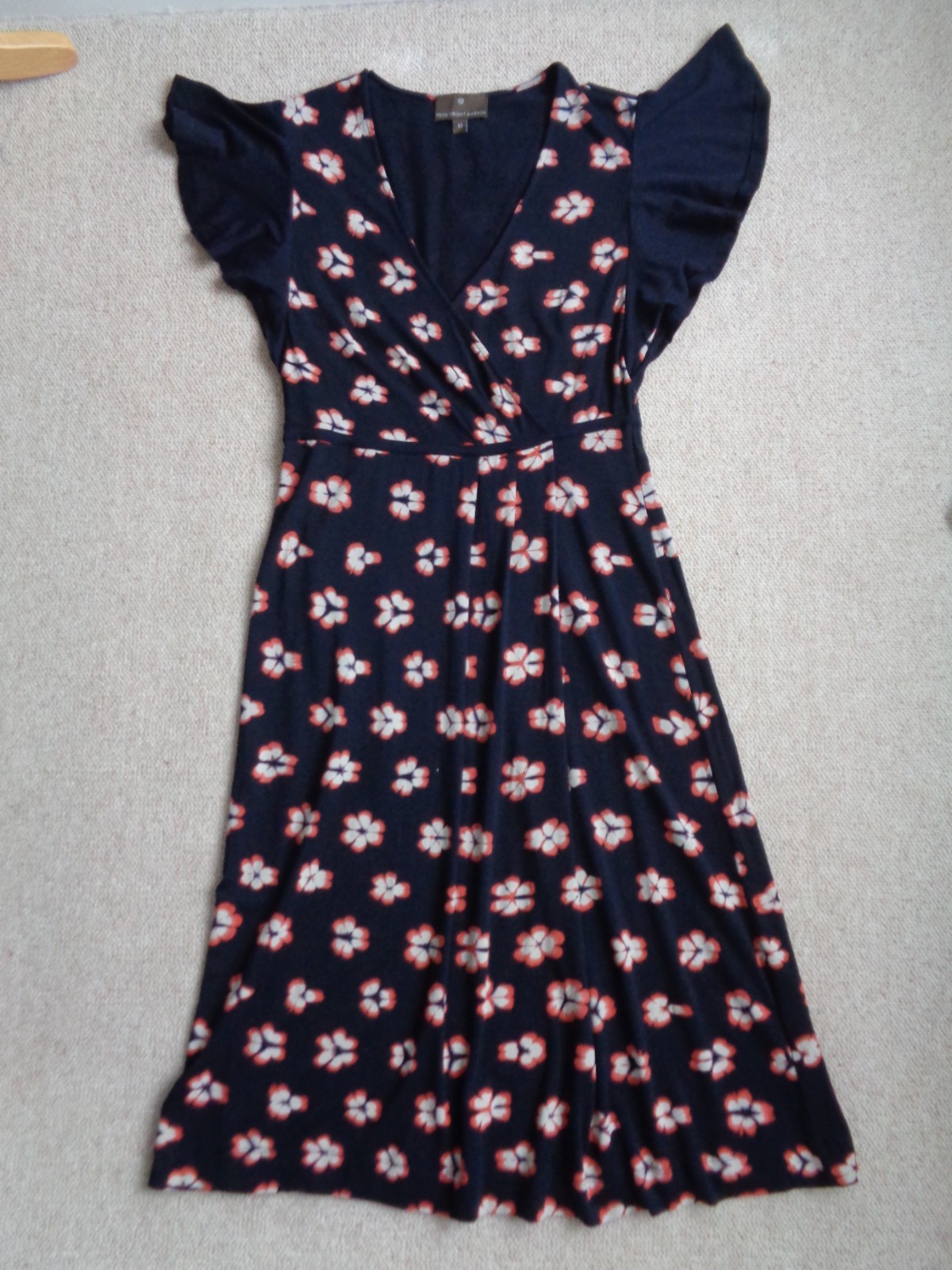FENN WRIGHT MANSON Black Pink Floral Jersey Dress UK Size 10 Summer Casual