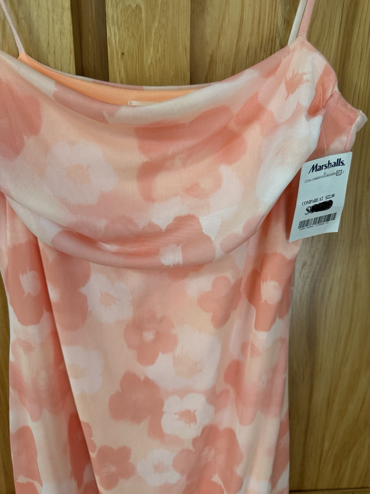 See You Monday Floral Spaghetti Strap Peach Mini Dress Women’s Med NWT