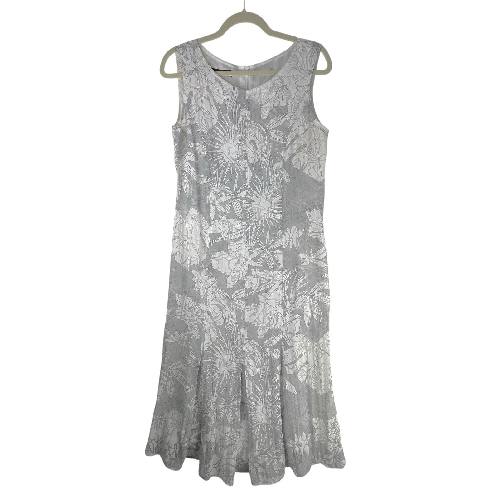 Bianca Gray White Midi Dress Womens Shift US 10 EU 40