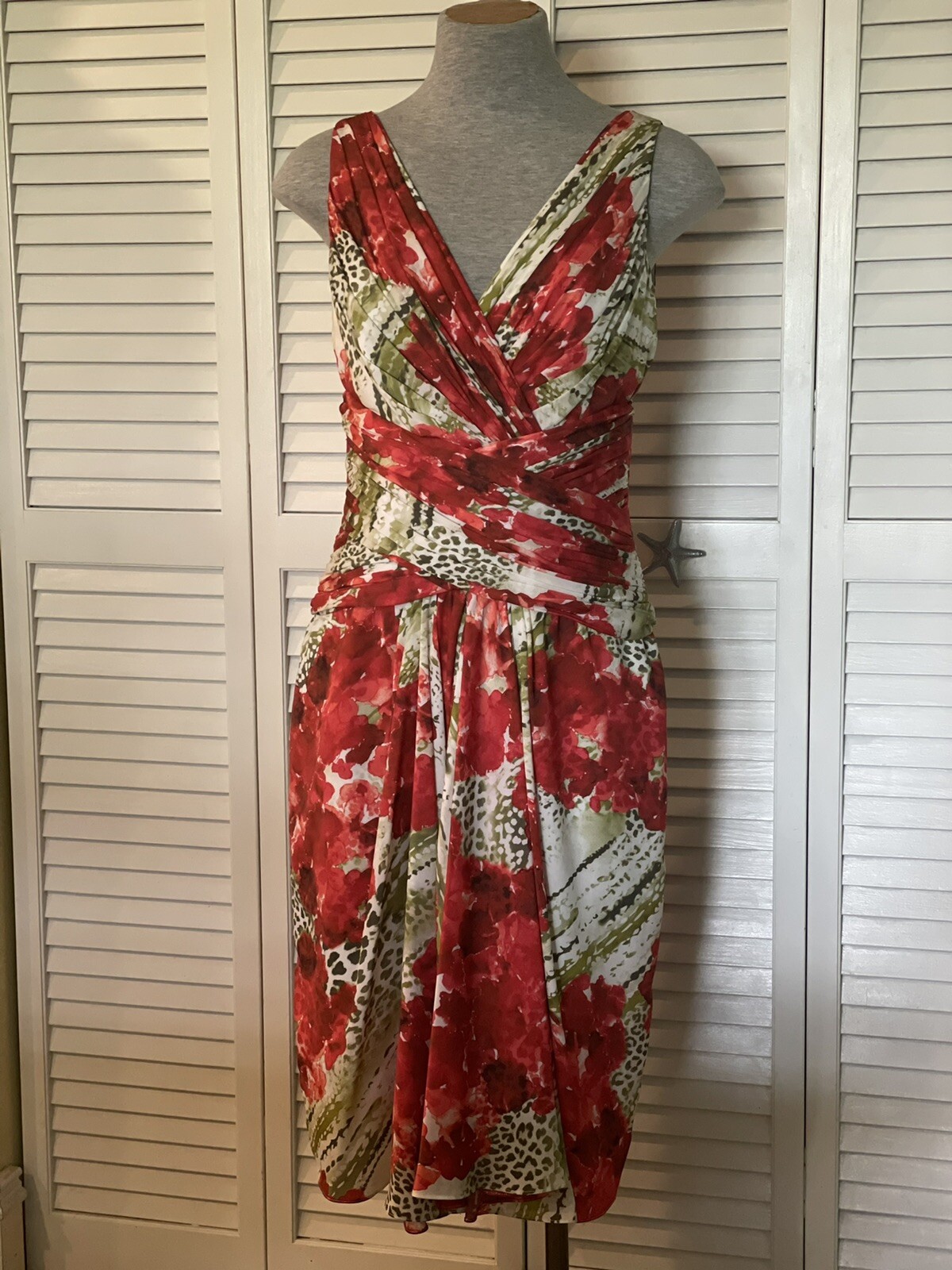 LIANCARLO Couture Bougainvillea Print Berry Color Silk Dress Size 6