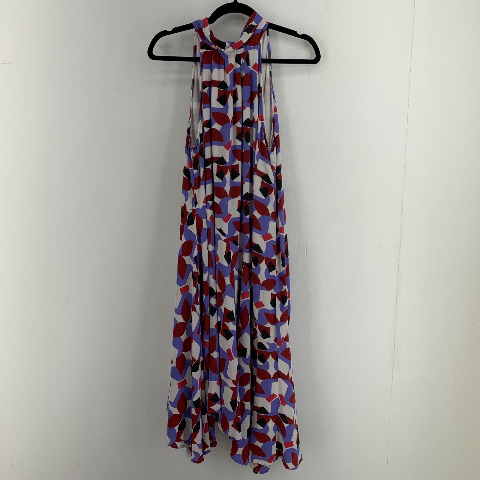 By Anthropologie Victoria Poveda Silk Halter Midi Dress Asymmetrical Sz M Boho