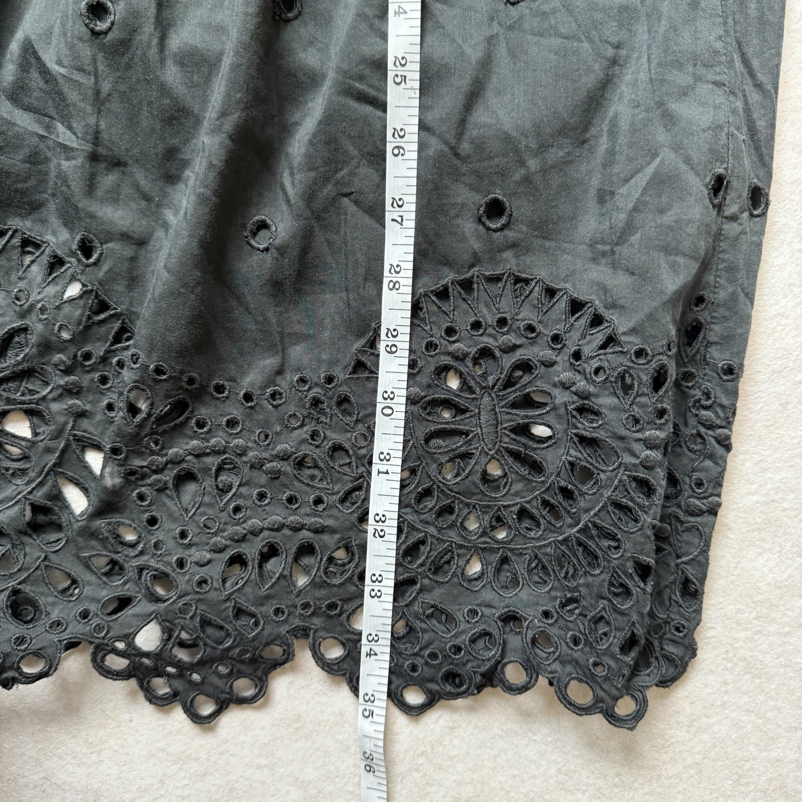 Isabel Marant N°1501 Black Cotton Silk Eyelet Boho Mini Dress Tunic FR 38 US 6
