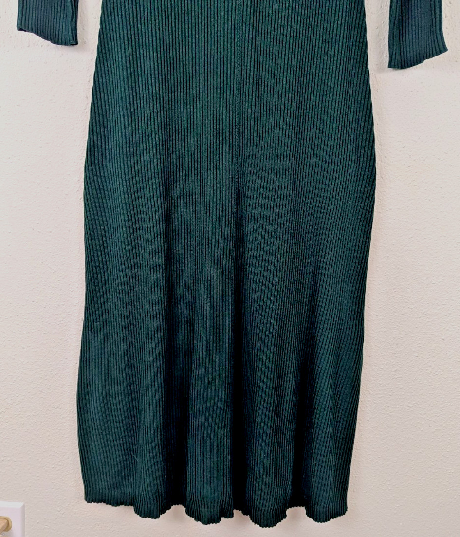 Calvin Klein sz M Mock Neck Maxi Sweater Dress ribbed knit stretchy ls 0206