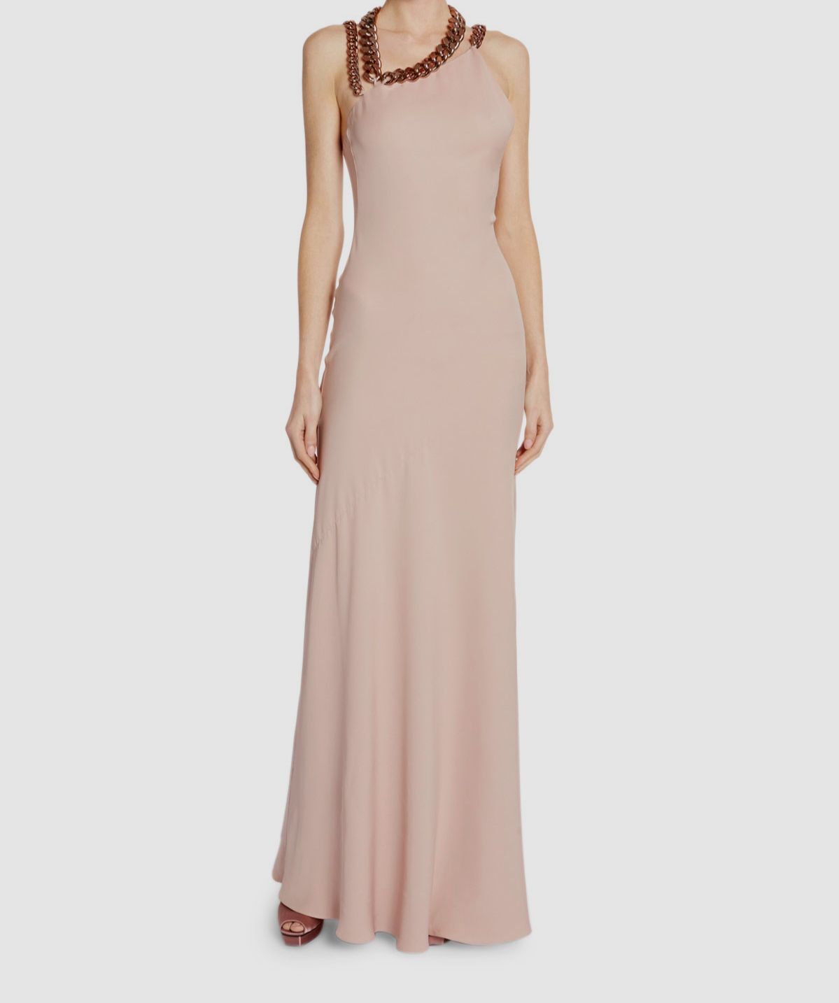 $5950 Tom Ford Women Pink Sleeveless Chain Strap Silk Gown Dress Size IT 38 US 4