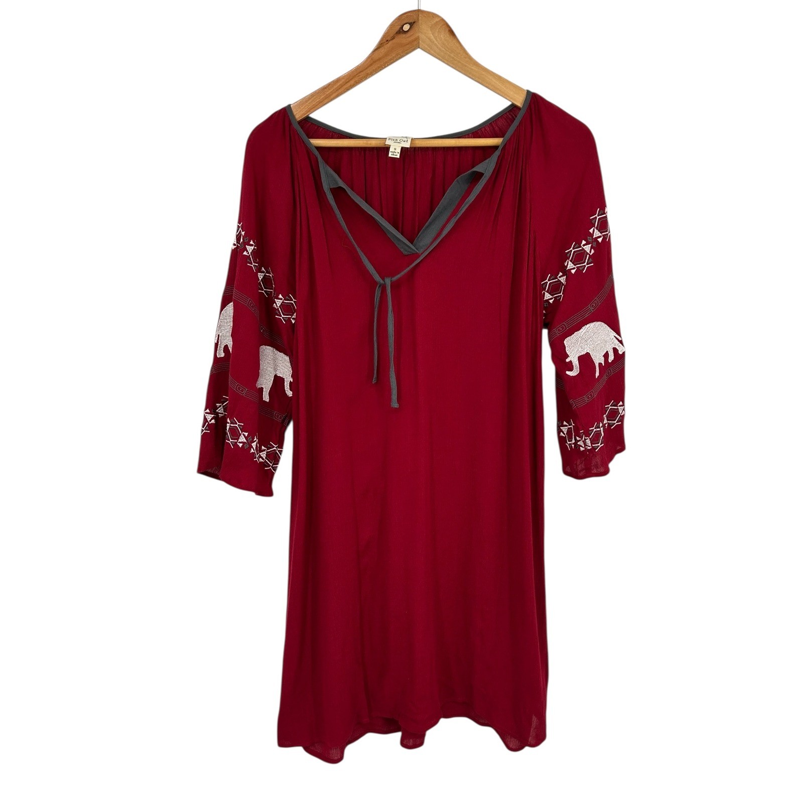 Alabama Crimson Tide Pink Owl Apparel Red Elephant Embroidered Mini Dress Size S