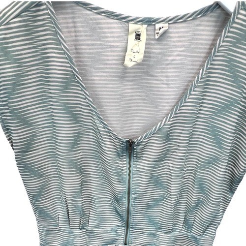 Needle & Thread Geometric Zip Front Dress Women M Green White A-Line Pocket