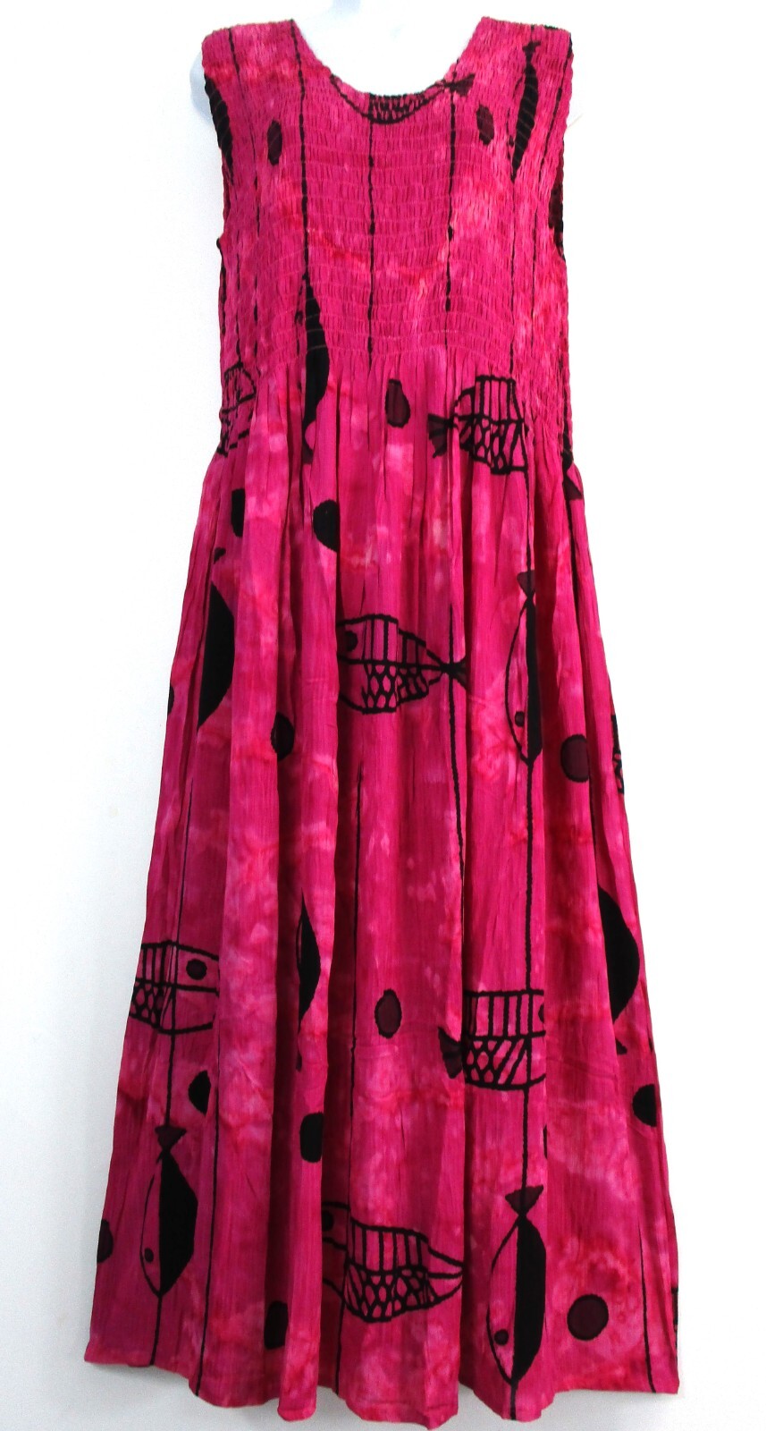 Exotic Lagenlook 100% Fish Print Viscose Long Summer Dress
