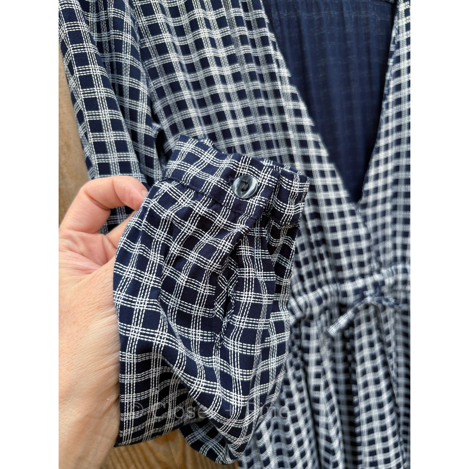 Christy Dawn Audrey Maxi Dress Navy Blue Check Plaid Size Small