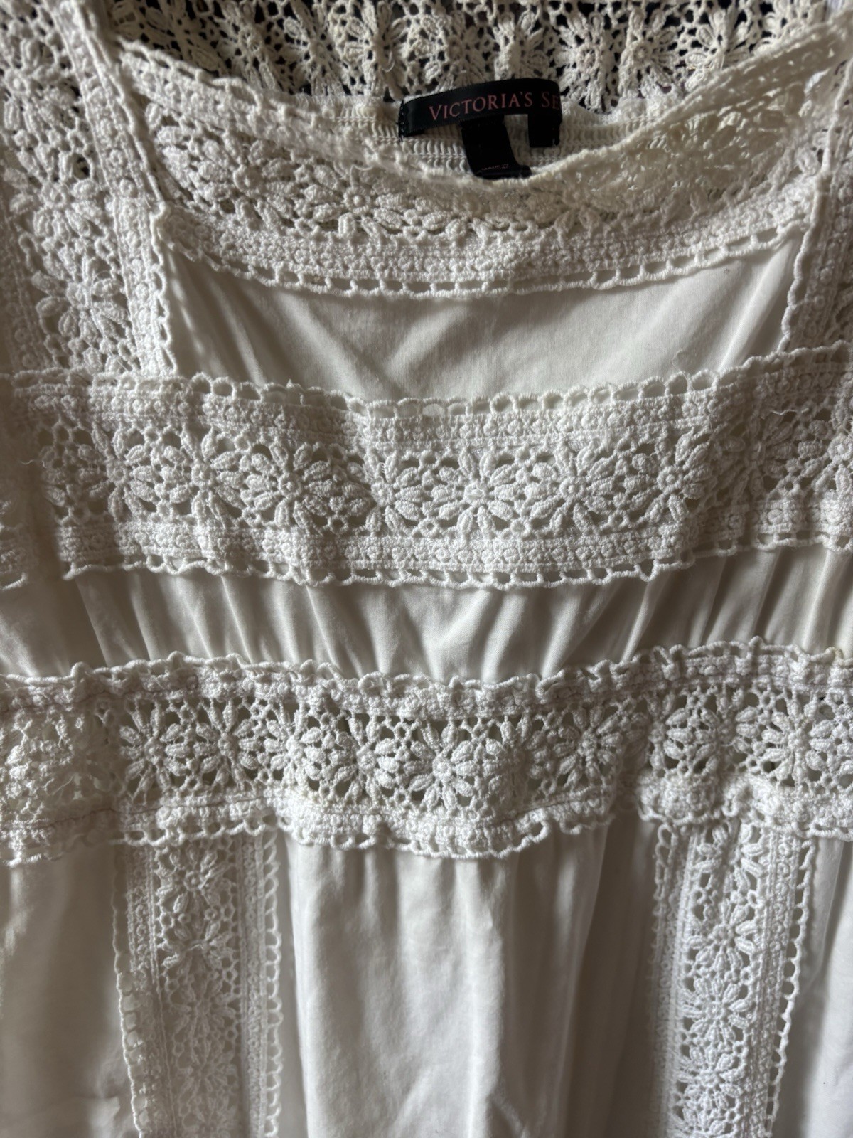 Victoria’s Secret White Lace Square-Neck Mini Dress, Sz 6