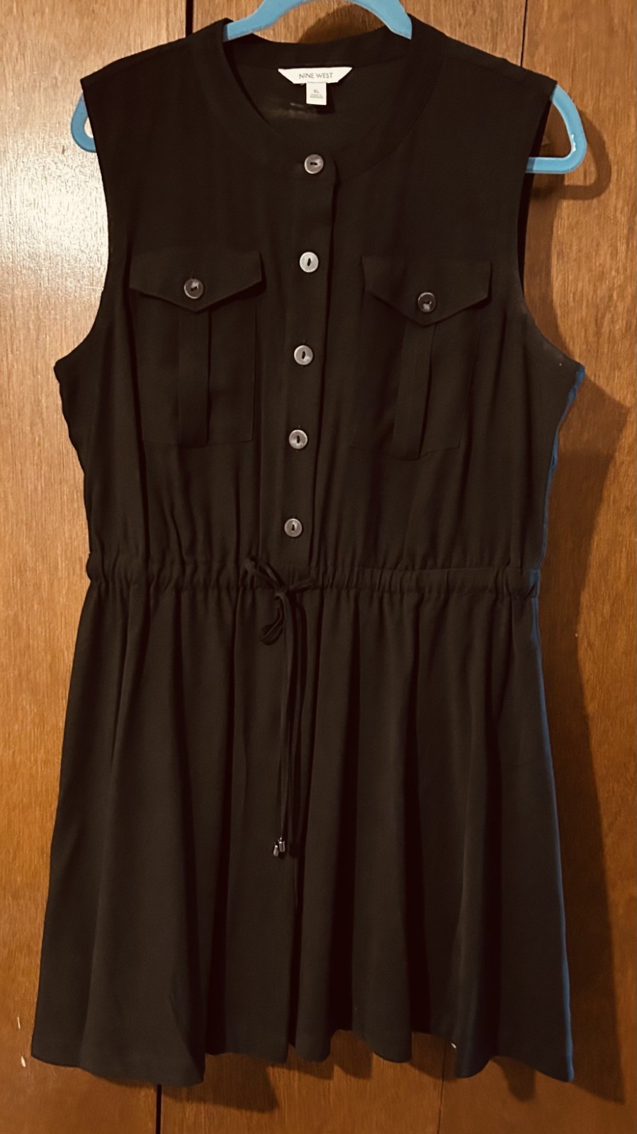 Nine West Little Black Dress Sleeveless Button/ Tie Front Size XL (appx 14)