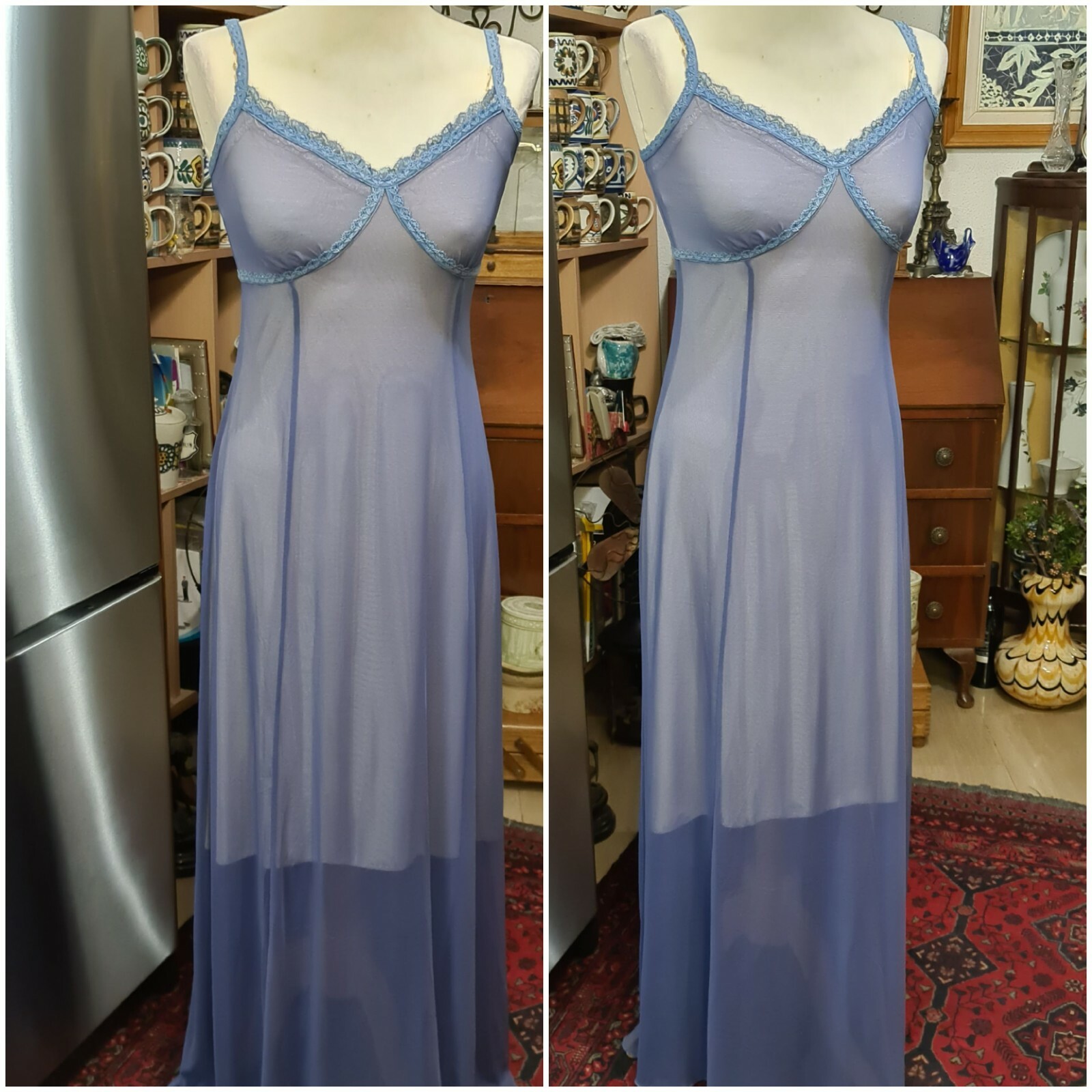 Michal Negrin Romantic Purple Sheer Dress Full Length Sz.M NWT