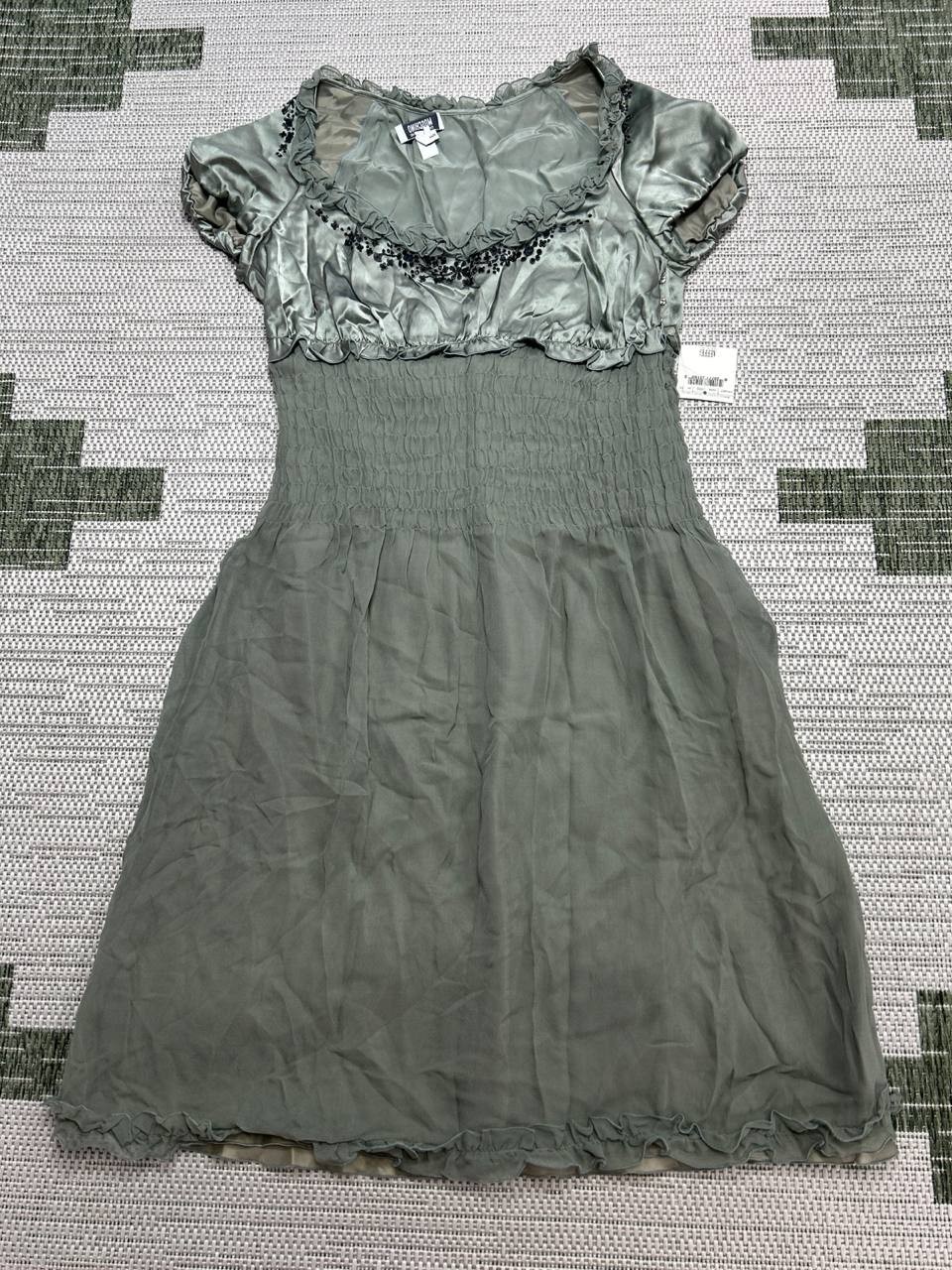 Moschino Dress Womens 12 Green Silk Blouson New