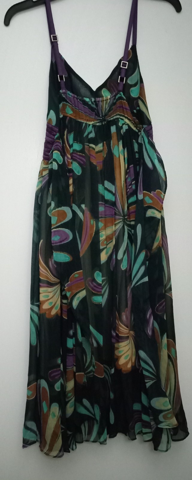 Katia Dark Green Floral Print with Tie In The Back Dress Size Small