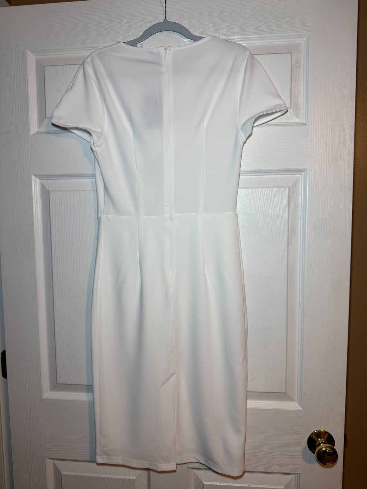 Mooyius White Draped V-Neck Crossover Bodycon Midi Dress Medium NWT SOLD OUT